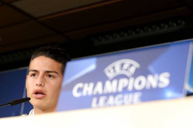 James Rodriguez (FC Bayern Muenchen 11), Pressekonferenz, Real Madrid CF vs FC Bayern Muenchen, Champions League, Halbfinale, Fussball, 30.04.2018, Pressekonferenz, Real Madrid CF vs FC Bayern Muenchen, Champions League, Halbfinale, Fussball, 30.04.2018 Madrid Copyright: xLanger Eibner-Pressefotox EP_HLR