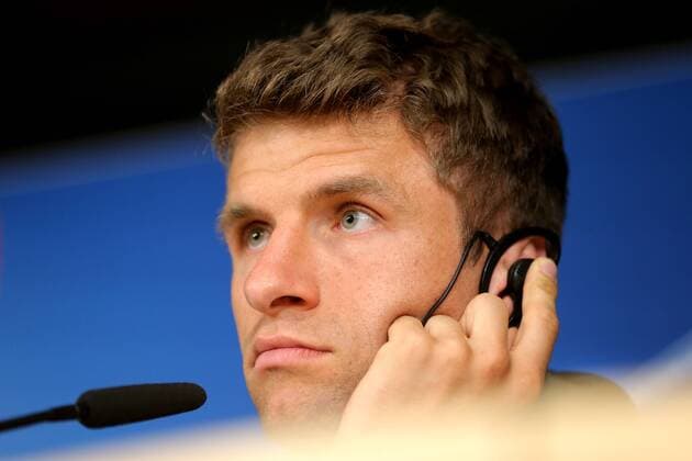 Thomas Mueller (FC Bayern Muenchen 25), Pressekonferenz, Real Madrid CF vs FC Bayern Muenchen, Champions League, Halbfinale, Fussball, 30.04.2018, Pressekonferenz, Real Madrid CF vs FC Bayern Muenchen, Champions League, Halbfinale, Fussball, 30.04.2018 Madrid Copyright: xLanger Eibner-Pressefotox EP_HLR
