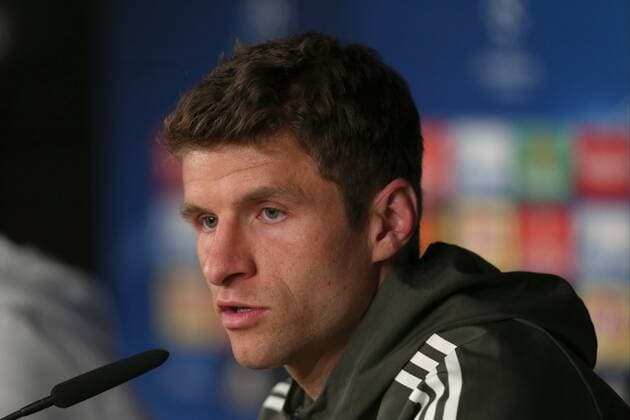Thomas Mueller (FC Bayern Muenchen 25), Pressekonferenz, Real Madrid CF vs FC Bayern Muenchen, Champions League, Halbfinale, Fussball, 30.04.2018, Pressekonferenz, Real Madrid CF vs FC Bayern Muenchen, Champions League, Halbfinale, Fussball, 30.04.2018 Madrid Copyright: xLanger Eibner-Pressefotox EP_HLR