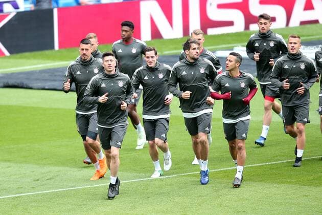 Bilder des Tages - SPORT Sandro Wagner (FC Bayern Muenchen 2) Robert Lewandowski (FC Bayern Muenchen 9) Sebastian Rudy (FC Bayern Muenchen 19) Javier Martinez (FC Bayern Muenchen 8) Thiago Alcantara (FC Bayern Muenchen 6), Training, Real Madrid CF vs FC Bayern Muenchen, Champions League, Halbfinale, Fussball, 30.04.2018, Training, Real Madrid CF vs FC Bayern Muenchen, Champions League, Halbfinale, Fussball, 30.04.2018 Madrid Copyright: xLanger Eibner-Pressefotox EP_HLR