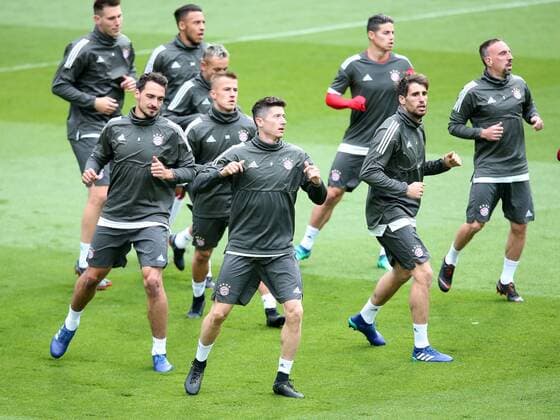 Mats Hummels (FC Bayern Muenchen 5) Robert Lewandowski (FC Bayern Muenchen 9) Javier Martinez (FC Bayern Muenchen 8) Franck Ribery (FC Bayern Muenchen 7), Training, Real Madrid CF vs FC Bayern Muenchen, Champions League, Halbfinale, Fussball, 30.04.2018, Training, Real Madrid CF vs FC Bayern Muenchen, Champions League, Halbfinale, Fussball, 30.04.2018 Madrid Copyright: xLanger Eibner-Pressefotox EP_HLR
