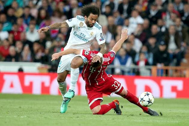 Marcelo ( Real Madrid CF 12 ) Joshua Kimmich (FC Bayern Muenchen 32), Real Madrid CF vs FC Bayern Muenchen, Champions League, Halbfinale, Fussball, 01.05.2018, Real Madrid CF vs FC Bayern Muenchen, Champions League, Halbfinale, Fussball, 01.05.2018 Madrid Copyright: xLanger Eibner-Pressefotox EP_HLR