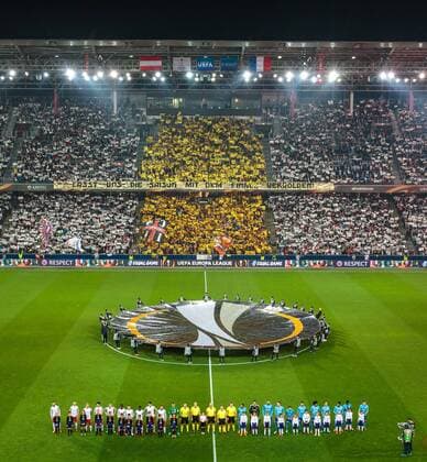 03.05.2018, Red Bull Arena, Salzburg, AUT, UEFA EL, FC Salzburg vs Olympique Marseille, Halbfinale, Rueckspiel, im Bild Uebersicht Choreographie during the UEFA Europa League Semifinal, 2nd Leg Match between FC Salzburg and Olympique Marseille at the Red Bull Arena in Salzburg, Austria on 2018 05 03. Salzburg