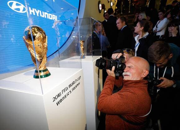 2018 FIFA World Cup WM Weltmeisterschaft Fussball June 8, 2018 Today, Hyundai Motor, the Official Automotive Partner of the FIFA 2018 World Cup in Russia â ¢, opens a special exhibition at the Hyundai Motorstudio Gallery in Moscow, timed to coincide with the FIFA 2018 World Cup in Russia â ¢ - the FIFA World Football Museum with the support of Hyundai. The exhibition is devoted to the FIFA World Cup â ¢ FIFA, passion and devotion of fans of this as well as about the history of the tournament by the players, forever inscribed their names in the annals of the championship. At the opening ceremony, the guests were able to see the cup for the first time, which will be presented to the winners of the FIFA 2018 â ¢ FIFA World Cup, as well as the Jules Rome Cup, the original trophy of the FIFA World Cup from 1930 to 1970.
