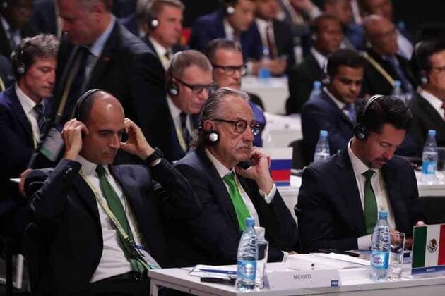 WM 2018, FIFA Kongress in Moskau, WM-Vergabe 2026 June 13, 2018 - EUM20180613DEP09.JPG.MOSCÃö, Rusia., SoccerFutbol-Mundial 2026.- La Federacion Mexicana de Futbol, este 13 de junio de 2018, en el 68 Congreso de la FIFA, en donde se da a conocer que la sede del Mundial 2026 sera Estados Unidos, Mexico y Canada. Foto: Agencia EL UNIVERSALLuis CortesMAR. Latin News: June 13, 2018 - ZUMAu78_ 20180613_zaf_u78_514 Copyright: xElxUniversalx