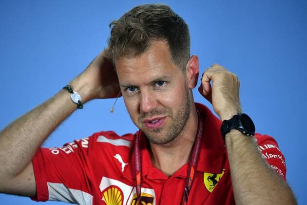 Sebastian VETTEL,GER (Scuderia Ferrari), Aktion,Einzelbild,angeschnittenes Einzelmotiv,Portraet,Portrait,Porträt, Gestik, Pressekonferenz. Formel 1:GP von DeutschlandDeutschland,Hockenheimring,Saison 2018,am 19.07.2018.