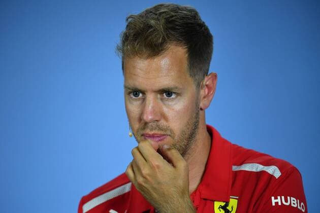 Sebastian VETTEL,GER (Scuderia Ferrari), Aktion,Einzelbild,angeschnittenes Einzelmotiv,Portraet,Portrait,Porträt, Gestik, Pressekonferenz. Formel 1:GP von DeutschlandDeutschland,Hockenheimring,Saison 2018,am 19.07.2018.