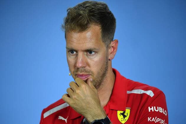 Sebastian VETTEL,GER (Scuderia Ferrari), Aktion,Einzelbild,angeschnittenes Einzelmotiv,Portraet,Portrait,Porträt, Gestik, Pressekonferenz. Formel 1:GP von DeutschlandDeutschland,Hockenheimring,Saison 2018,am 19.07.2018.