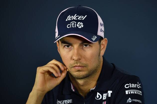 Sergio PEREZ (MEX,Sahara Force India F1 Team), Aktion,Einzelbild,angeschnittenes Einzelmotiv,Portraet,Portrait,Porträt, Gestik, Pressekonferenz. Formel 1:GP von DeutschlandDeutschland,Hockenheimring,Saison 2018,am 19.07.2018.