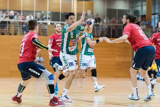 Valentin Schmidt (SG BBM Bietigheim 13), Nemanja Zelenovic (Frisch Auf Goeppingen 42), Patrick Weber (SG BBM Bietigheim 42), FRISCH AUF! Goeppingen vs. SG BBM Bietigheim , Reichstadt-Pokal 2018, Handballl, DKB, Herren, 1.Bundesliga, Saison 18 19, GER, 20.07.2018, FRISCH AUF! Goeppingen vs. SG BBM Bietigheim , Reichstadt-Pokal 2018, Handballl, DKB, Herren, 1.Bundesliga, Saison 18 19, GER, 20.07.2018 Leinfelden-Echterdingen Copyright: xEIBNER WolfgangxFrankx EP_WFK