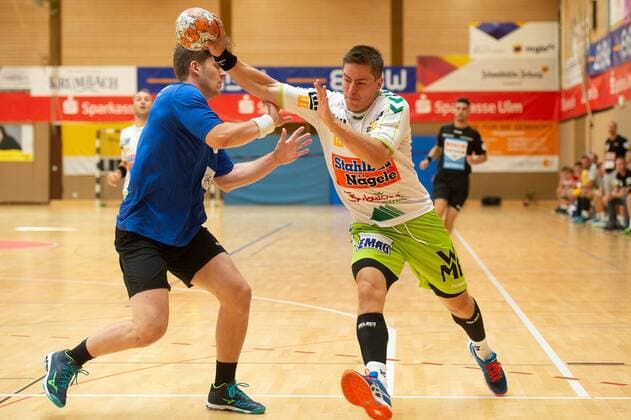 5 Runar Karason (Ribe-Esbjerg HH), 7 Allan Damgaard (Frisch Auf Goeppingen), Ribe-Esbjerg HH vs. HBC Nantes, Sparkassencup 2018, Handball, Herren, Handboldligaen, Ligue Nationale de Handball, 11.08.2018, GER, Sparkassen-Cup 2018, Ehingen, Handball, 11.08.2018 Ehingen Copyright: xEIBNER Michael_Schmidtx EP_MST