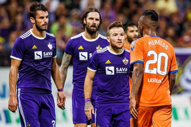 16.08.2018, Ljudski Vrt, Maribor, SLO, UEFA EL, NK Maribor vs Glasgow Rangers, Qualifikation, 3. Runde, Rueckspiel, im Bild Dino Hotic of NK Maribor during the UEFA Europa League qualifier 3rd round, 2nd leg match between LASK and Glasgow Rangers at the Ljudski Vrt in Maribor, Slovenia on 2018 08 16. Maribor