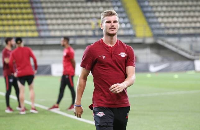 Fußball, EL Quali, Sorja Luhansk - RB Leipzig, vor Spielbeginn Luhansk - RB Leipzig Fussball Euro League Quali Saporoschje Ukraine, 23.08.2018, Slawutytsch-Arena, Fussball, Qualifikation zur UEFA Europa League, Playoff - HIN , FK Sorja Luhansk (UKR) vs. RB Leipzig (GER) , Platzbegehung. Im Bild: Timo Werner, RB Leipzig ,