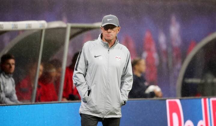 RB Leipzig - Luhansk Fussball Euro League Quali Leipzig, 30.08.2018, Red Bull Arena, Fussball, UEFA EURO EM Europameisterschaft Fussball League , Qualifikation, PlayOff Rückspiel, Hinspiel , RB Leipzig vs. FK Sorja Luhansk , Im Bild; Cheftrainer Ralf Rangnick, RB Leipzig , Für die Verletzung der Persönlichkeitsrechte und des Datenschutzes der abgebildeten Personen übernimmt PICTURE POINT bzw. und der Urheber des Fotos keine Haftung! ,