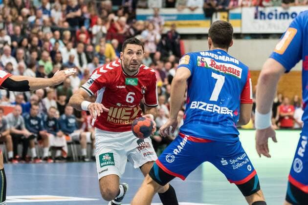 Blazenko Lackovic (Handball Sportverein Hamburg 06), Jannik Hausmann (HBW Balingen-Weilstetten 07), HBW Balingen-Weilstetten vs. Handball Verein Hamburg, Handballl, DKB, Herren, 2.Bundesliga, 2. Spieltag, Saison 18 19, GER, 31.08.2018, HBW Balingen-Weilstetten vs. Handball Sport Verein Hamburg, Handballl, DKB, Herren, 2.Bundesliga, 2. Spieltag, Saison 18 19, GER, 31.08.2018 Balingen Copyright: xEIBNER WolfgangxFrankx EP_WFK