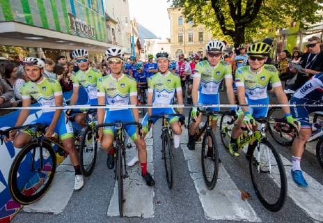 28.09.2018, Innsbruck, AUT, UCI Strassenrad WM 2018, Strassenrennen, U23 Herren, von Kufstein nach Innsbruck (186,2 km), im Bild Ziga Jerman, Nik Cemazar, Ziga Horvat, Tadej Pogacar, Izidor Penko and Jaka Primozic of Slovenia during the road race of the U23 Men, from Kufstein to Innsbruck (186,2 km) of the UCI Road World Championships 2018. Innsbruck, Austria on 2018 09 28. Innsbruck