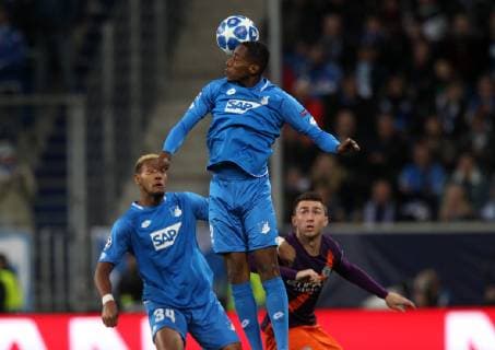Joshua BRENET (2, 1899 Hoffenheim), UEFA Champions League, TSG 1899 Hoffenheim vs. Manchester City, Groupe F, Matchday 2, October, 02 2018, Wirsol Rhein Neckar Arena, Germany, YmdY, ** DFL DFL regulations prohibit any use of photographs as image sequences and or quasi-video. ** TSG 1899 Hoffenheim - Manchester City
