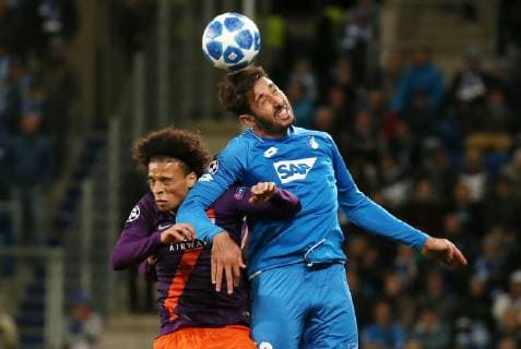 Leroy Sane (19, Manchester City), Ishak BELFODIL (19, 1899 Hoffenheim), UEFA Champions League, TSG 1899 Hoffenheim vs. Manchester City, Groupe F, Matchday 2, October, 02 2018, Wirsol Rhein Neckar Arena, Germany, YmdY, ** DFL DFL regulations prohibit any use of photographs as image sequences and or quasi-video. ** TSG 1899 Hoffenheim - Manchester City