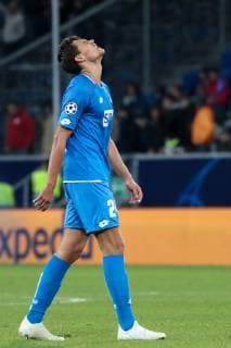 Justin Hoogma (Hoffenheim, 24), enttäuscht schauend, Enttäuschung, Frustration, disappointed, pessimistisch, Fussball, UEFA Champions League, TSG 1899 Hoffenheim - Manchester City FC,