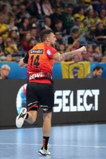 Bogdan Radivojevic (RNL, 14), jubelt über ein Tor, Jubel, Torjubel, Torerfolg, celebrate the goal, goal, celebration, Jubel ueber das Tor, optimistisch, Spielszene, Highlight, Action, Aktion, Handball, Champions League, Rhein-Neckar Löwen - IFK Kristianstad,