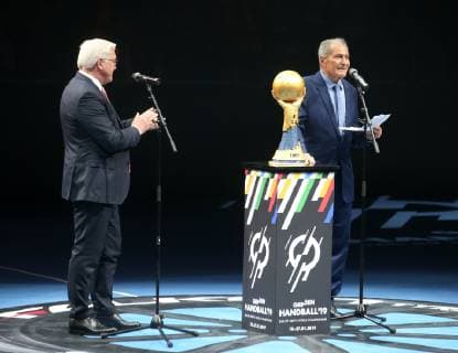 GER, Handball WM 2019, Deutschland vs. Korea 10.01.2019, Mercedes Benz Arena, Berlin, GER, Handball WM 2019, Deutschland vs. Korea, im Bild Eröffnung, BP Frank Walter Steinmeier,