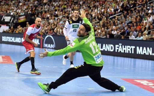 Silvio Heinevetter (TW Deutschland), pariert einen Siebenmeter Russland-Deutschland Russia-Germany IHF Handball Weltmeisterschaft 2019, Hanball World Championship WM Weltmeisterschaft 2019, Herren, Männer, Maenner, men, Handball, Deutschland, Germany, Vorrunde, Gruppe A, group A Berlin, 14.1.2019