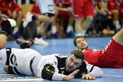 Jannik Kohlbacher (Deutschland), Spieler des matches am Bode Deutschland-Serbien Germany-Serbia IHF Handball Weltmeisterschaft 2019, Hanball World Championship WM Weltmeisterschaft 2019, Herren, Männer, Maenner, men, Handball, Deutschland, Germany, Vorrunde, Gruppe A, group A Berlin, 17.1.2019