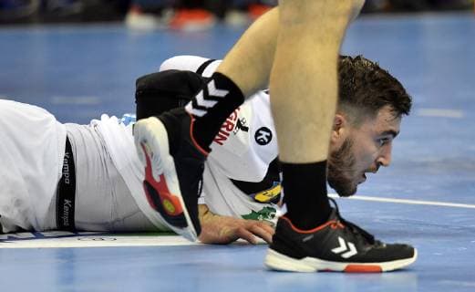 Jannik Kohlbacher (Deutschland), Spieler des matches am Bode Deutschland-Serbien Germany-Serbia IHF Handball Weltmeisterschaft 2019, Hanball World Championship WM Weltmeisterschaft 2019, Herren, Männer, Maenner, men, Handball, Deutschland, Germany, Vorrunde, Gruppe A, group A Berlin, 17.1.2019