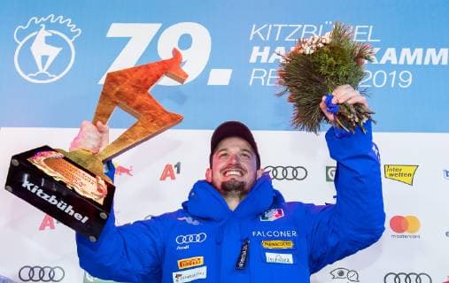 Sport Bilder des Tages 25.01.2019, Streif, Kitzbuehel, AUT, FIS Weltcup Ski Alpin, Abfahrt, Herren, Siegerehrung, im Bild Dominik Paris (ITA, 1. Platz) race winner Dominik Paris of Italy during the winner Ceremony for the men s Downhill of FIS Ski Alpine World Cup at the Streif in Kitzbuehel, Austria on 2019 01 25. Kitzbuehel