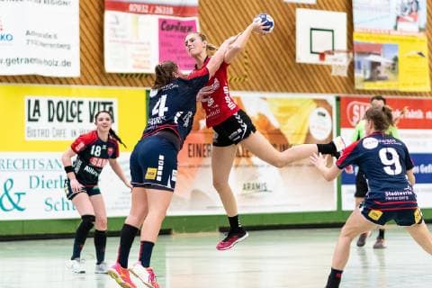 Katrin Schroeder (SG H2Ku Herrenberg Kuties 04), Lisa Borutta (HL Buchholz 08-Rosengarten 33),SG H2Ku Herrenberg Kuties vs. HL Buchholz 08-Rosengarten Luchse, Handball, 2.Bundesliga, Frauen, HBF, Saison 18 19, 27.01.2019, SG H2Ku Herrenberg Kuties vs. HL Buchholz 08-Rosengarten Luchse, Handball, 2.Bundesliga, Frauen, HBF, Saison 18 19, 27.01.2019 Herrenberg Copyright: xEibner-Pressefoto WolfgangxFrankx SGH