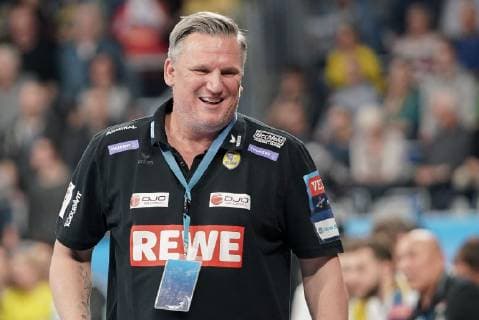 Nikolaj Jacobsen (Trainer, Cheftrainer, RNL), Einzelbild, Aktion, Action, Freude, freundlich, fröhlich, strahlend, optimistisch, Handball, Champions League, Rhein-Neckar Löwen - PGE Vive Kielce,