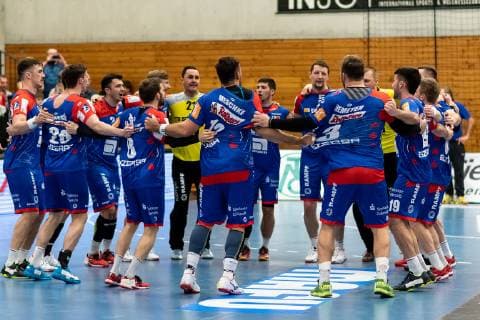 Siegesjubel BalingenHBW Balingen-Weilstetten vs. HC Elbflorenz Dresden, Handballl, DKB, Herren, 2.Bundesliga, 23. Spieltag, Saison 18 19, GER, 23.02.2019, HBW Balingen-Weilstetten vs. HC Elbflorenz Dresden, Handballl, DKB, Herren, 2.Bundesliga, 23. Spieltag, Saison 18 19, GER, 23.02.2019 Balingen Copyright: xEIBNER WolfgangxFrankx EP_WFK