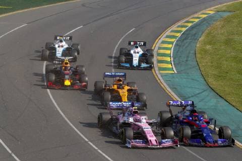 Motorsports: FIA Formula One World Championship WM Weltmeisterschaft 2019, Grand Prix of Australia, Start, 26 Daniil Kvyat (RUS, Red Bull Toro Rosso Honda), 55 Carlos Sainz jr. (ESP, McLaren F1 Team), 10 Pierre Gasly (FRA, Aston Martin Red Bull Racing), 63 George Russell (GBR, ROKiT Williams Racing), 88 Robert Kubica (POL, ROKiT Williams Racing), Melbourne Australia