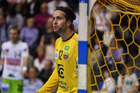 Silvio Heinevetter (Torwart Füchse), enttäuscht am Boden Füchse Berlin - Frisch Auf Göppingen 1. Bundesliga, DKB-Handballbundesliga, 2018 2019 Herren, Männer, Maenner, Handball, Deutschland, Germany, Max-Schmeling-Halle Berlin, 21.3.2019