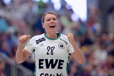 Jubel bei Myrthe Schoenaker ,GER, HSG Bad Wildungen Vipers - VfL Oldenburg, Handball, 1. Bundesliga Frauen, 20.04.2019, GER, HSG Bad Wildungen Vipers - VfL Oldenburg, Handball, 1. Liga Frauen, 20.04.2019 Bad Wildungen Copyright: xEIBNER RolandxSippelx EP_RSL