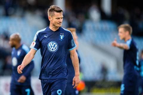 190428 Malmö FFs Markus Rosenberg deppar efter fotbollsmatchen i Allsvenskan mellan IFK Norrköping och Malmö FF den 28 april 2019 i Norrköping. Copyright: JOSEFINExLOFTENIUS BB190428ZM011