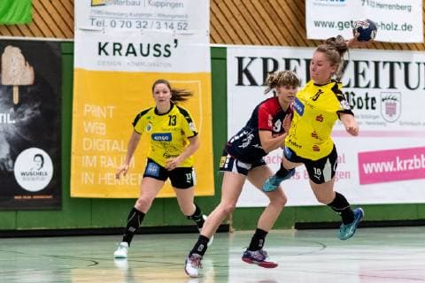 Katrin Friedrich (SG H2Ku Herrenberg Kuties 09)h, Lara Tauchmann (HC Roedertal 16), SG H2Ku Herrenberg Kuties vs. HC Roedertal, Handball, 2.Bundesliga, Frauen, HBF, Saison 18 19, 04.05.2019, SG H2Ku Herrenberg Kuties vs. HC Roedertal, Handball, 2.Bundesliga, Frauen, HBF, Saison 18 19, 04.05.2019 Herrenberg Copyright: xEIBNER WolfgangxFrankx EP_WFK