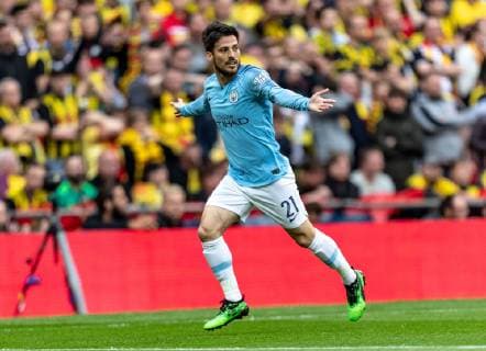 David Silva of Manchester City celebrates scoring the 1st goal during the FA CUP FINAL match between Manchester City and Watford at Wembley Stadium, London, England on 18 May 2019. Copyright: xAndyxRowlandx PMI-2832-0044