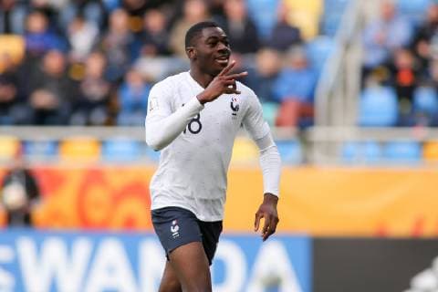 Fußball, U20 WM, Frankreich - Saudi-Arabien Gdynia, 25.05.2019 Pilka nozna. FIFA Mistrzostwa Swiata U20 Polska 2019. Mecz Francja - Arabia Saudyjska, Gdynia, Polska. Football. FIFA U-20 World Cup Poland 2019, Match France - Saudi Arabia, Gdynia, Poland NZ: Youssouf Fofana, celebrate, goal, smile Fot. Tomasz Zasinski 058sport.pl NEWSPIX.PL --- Newspix.pl FRANCE OUT! 20190525_IMG_1798_015_ZAS