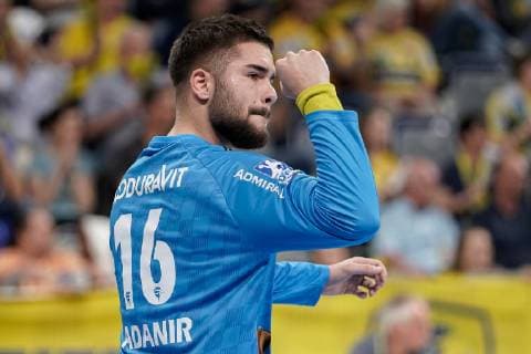Can Adanir (Torwart, RNL, 16), ballt die Faust, jubelt über ein Tor, Jubel, Torjubel, Torerfolg, celebrate the goal, goal, celebration, Jubel ueber das Tor, optimistisch, Spielszene, Highlight, Einzelbild, Aktion, Action, 29.05.2019, Mannheim, Handball, DKB Bundesliga, Rhein-Neckar Löwen - TSG Ludwigshafen-Friesenheim (Die Eulen)