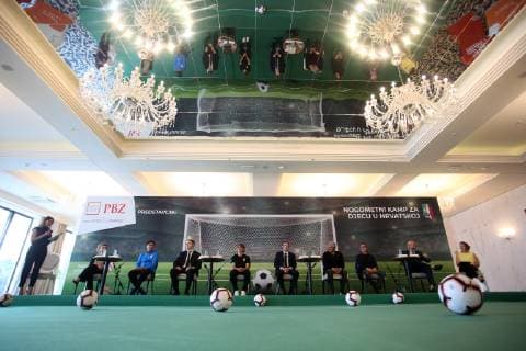 Italian football camp for children 06.06.2019., Opatija, Croatia - press conference, PK, Pressekonferenz on announcement of the Italian football camp for children in Croatia. Jasna Curkovic Kelava, Zlatko Dalic, Dinko Lucic, Luka Modric, Rosario Strano, Roberto Baggio, Vittorio Petrone, Marco Schembri NelxPavletic PIXSELL