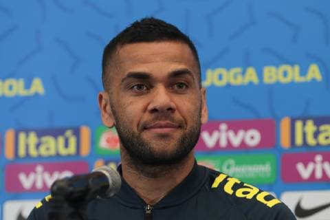 Fußball, Copa America, Nationalteam Brasilien Pressekonferenz Training of the Brazilian Team in Salvador SALVADOR, BA - 16.06.2019: TRAINING OF THE BRAZILIAN TEAM IN SALVADOR - Daniel Alves, player of the Brazilian national team, Nationalteam and PSG, at a press conference, PK, Pressekonferenz at the Hotel Deville in Salvador, Bahia, Brazil. (Photo: Tiago Caldas Fotoarena) x1748544x TiagoxCaldas