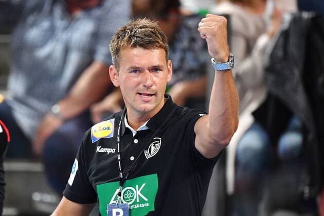 Christian PROKOP ,Bundestrainer,Trainer (GER), ballt die Faust,Jubel,Freude,Begeisterung, Einzelbild,angeschnittenes Einzelmotiv,Halbfigur,halbe Figur. Handball Laenderspiel der Maenner, EHF Euro Qualifikation Deutschland (GER)-Kosovo (KOS) 28-17. am 16.06.2019 Arena Nuernberger Versicherung.