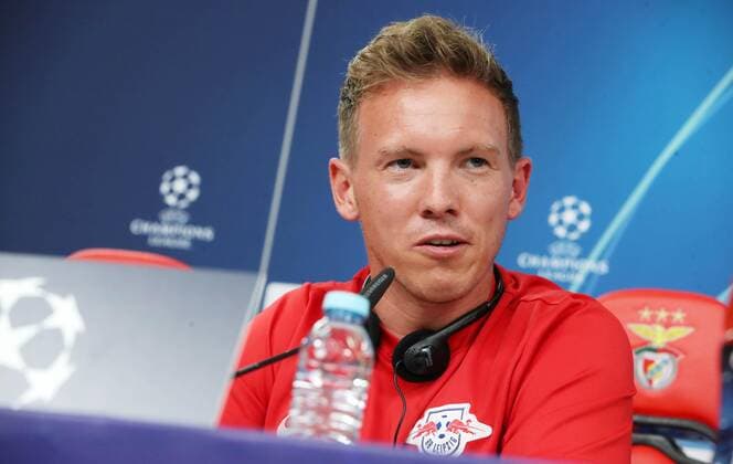 RB Leipzig - Pressekonferenz Fussball Champions League Lissabon, 16.09.2019, Est‡dio da Luz, Fussball, UEFA Champions League, Gruppe G, 1.Spieltag , Benfica Lissabon vs. RB Leipzig , Pressekonferenz am Vortag des Spieles. , Im Bild; Trainer Julian Nagelsmann, RB Leipzig , UEFA regulations prohibit any use of photographs as image sequences and or quasi-video