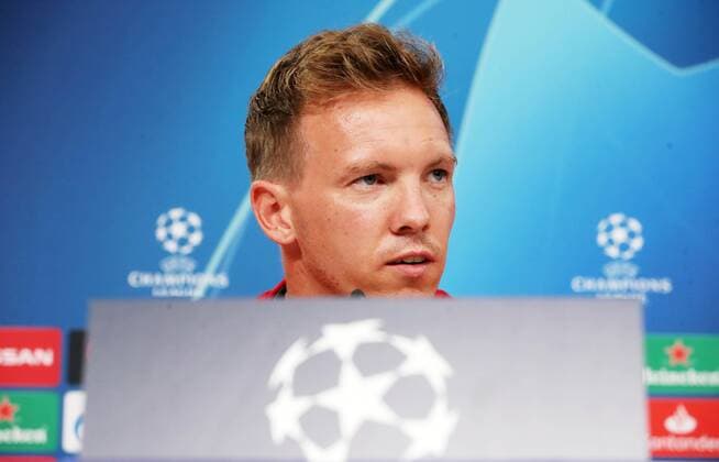 RB Leipzig - Pressekonferenz Fussball Champions League Lissabon, 16.09.2019, Est‡dio da Luz, Fussball, UEFA Champions League, Gruppe G, 1.Spieltag , Benfica Lissabon vs. RB Leipzig , Pressekonferenz am Vortag des Spieles. , Im Bild; Trainer Julian Nagelsmann, RB Leipzig , UEFA regulations prohibit any use of photographs as image sequences and or quasi-video