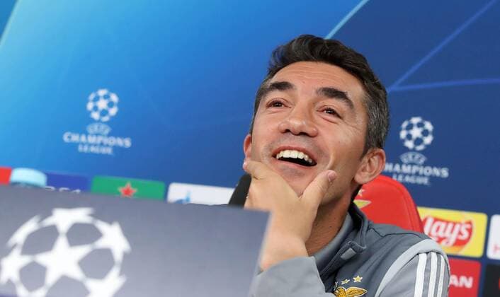 RB Leipzig - Pressekonferenz Fussball Champions League Lissabon, 16.09.2019, Est‡dio da Luz, Fussball, UEFA Champions League, Gruppe G, 1.Spieltag , Benfica Lissabon vs. RB Leipzig , Pressekonferenz am Vortag des Spieles. , Im Bild; Trainer Bruno Lage (Benfica) , UEFA regulations prohibit any use of photographs as image sequences and or quasi-video