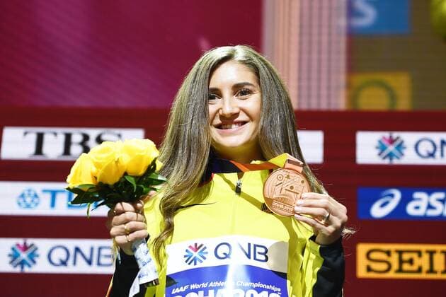 Doha, IAAF, Leichtathletik, athletics, Track and Field, World athletics Championships 2019 Doha, Leichtathletik WM 2019 Doha, 27.09-06.10.2019, Khalifa International Stadium Doha, Gesa Felicitas Krause 3000m Hindernis Frauen Siegerehrung Bronzemedaille,