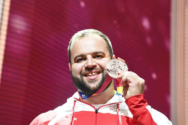 Doha, IAAF, Leichtathletik, athletics, Track and Field, World athletics Championships 2019 Doha, Leichtathletik WM 2019 Doha, 27.09-06.10.2019, Khalifa International Stadium Doha,Siegerehrung Lukas Weisshaidinger mit Bronzemedaille, Österreich,Diskuswurf Männer ,