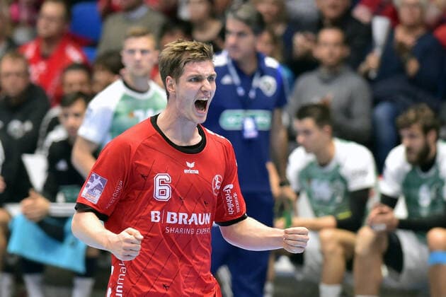 Jubel bei Finn Lemke (MT Melsungen) , GER, MT Melsungen - TSV Hannover-Burgdorf, Handball, 1. Bundesliga Maenner, 06.10.2019, GER, MT Melsungen - TSV Hannover-Burgdorf, Handball, 1. Liga Maenner, 06.10.2019 Kassel Copyright: xEIBNER RolandxSippelx EP_RSL