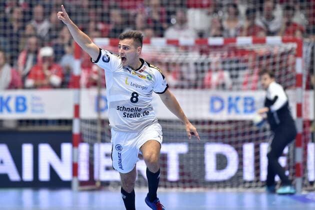 Jubel bei Lukas Krzikalla (SC DHfK Leipzig) , GER, MT Melsungen - SC DHfK Leipzig, Handball, 1. Bundesliga Maenner, 09.11.2019, GER, MT Melsungen - SC DHfK Leipzig, Handball, 1. Liga Maenner, 09.11.2019 Kassel Copyright: xSippel xEibner-Pressefotox EP_rsl
